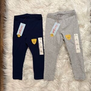 NWT Cat & Jack Toddler Girls 2T Leggings 2 Pack Gray & Navy Durable Knee Cotton‎
